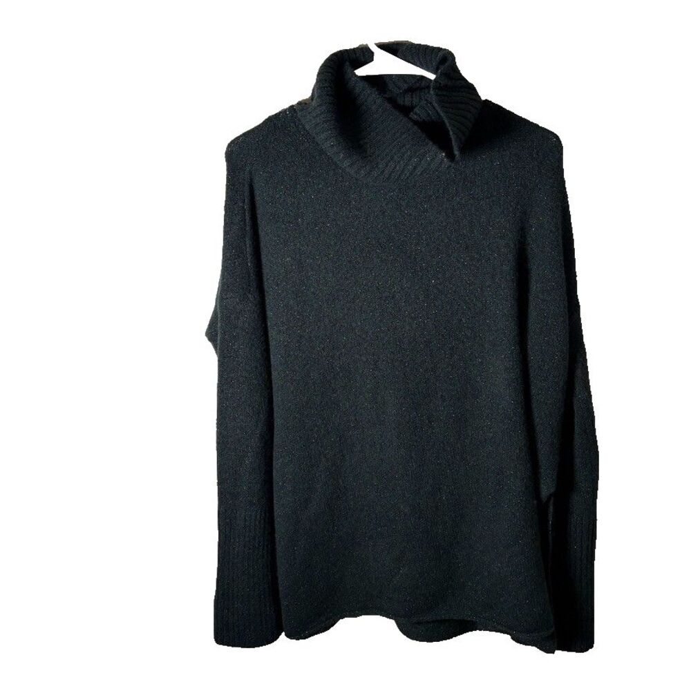 Allsaints Sweater Women's Medium Green Metallic Cowl Neck Pullover Wool Blend